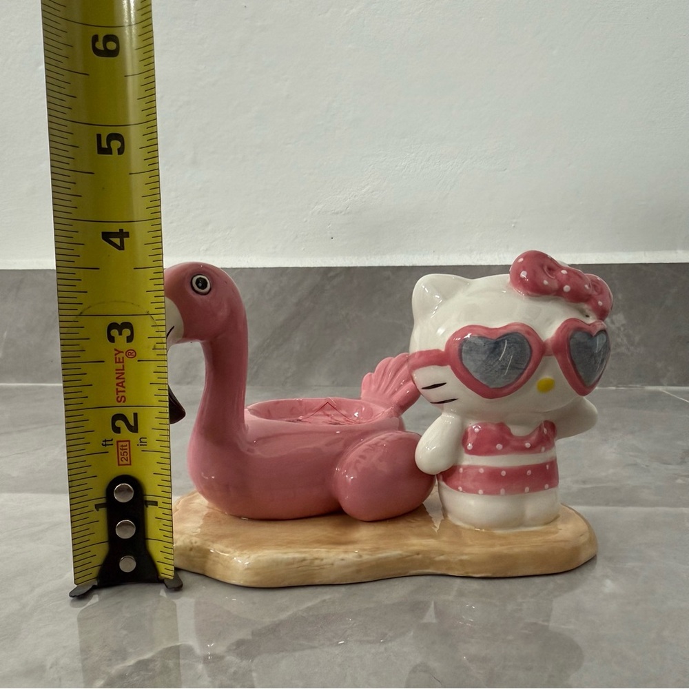 Hello Kitty Blue Sky Flamingo Beach Pool Ceramic Tea Light Holder Home Decor - Picture 11 of 12